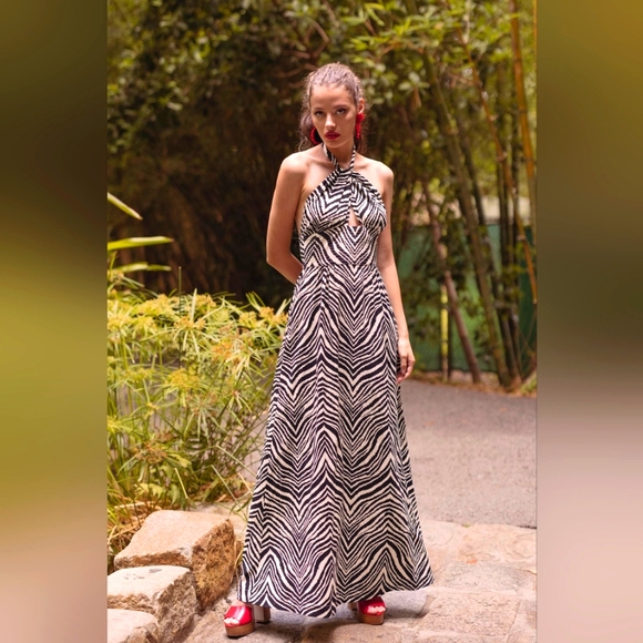 NWT Trashy Diva Yves maxi Gigi's zebra dress US 14 - Picture 1 of 6